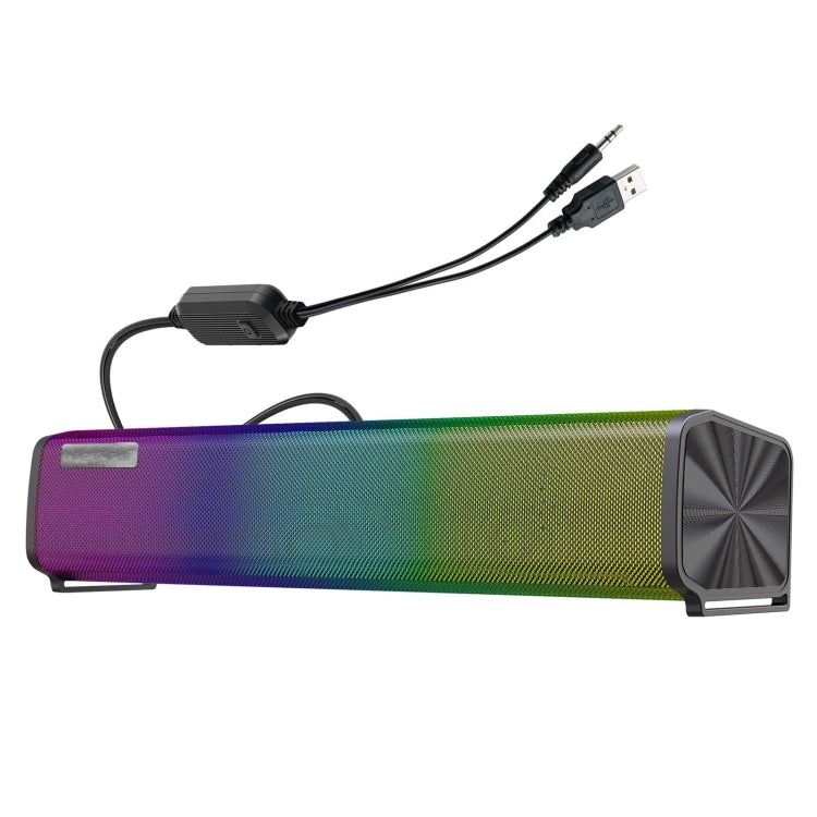 Q9 10W USB Soundbar Home Theater PC Caja de sonido envolvente Altavoz de computadora con cable con luz RGB, Q9