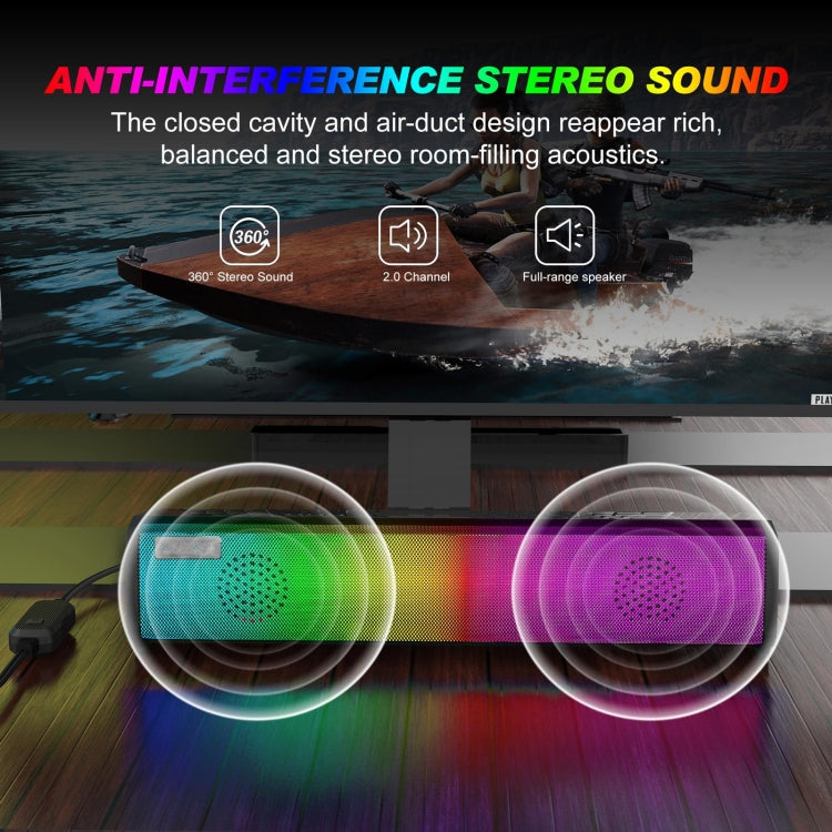 Q9 10W USB Soundbar Home Theater PC Caja de sonido envolvente Altavoz de computadora con cable con luz RGB, Q9