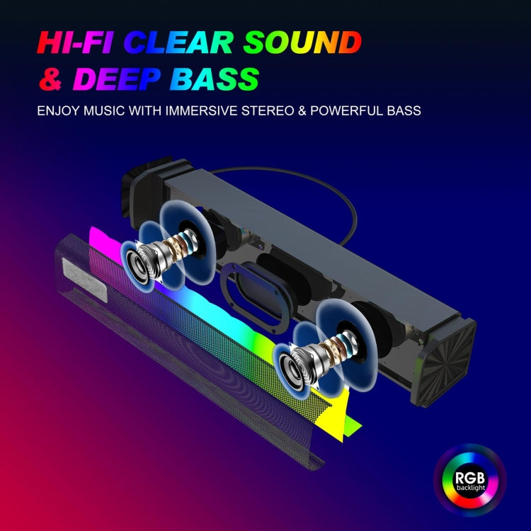 Q9 10W USB Soundbar Home Theater PC Caja de sonido envolvente Altavoz de computadora con cable con luz RGB, Q9