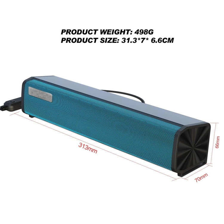 Q9 10W USB Soundbar Home Theater PC Caja de sonido envolvente Altavoz de computadora con cable con luz RGB, Q9