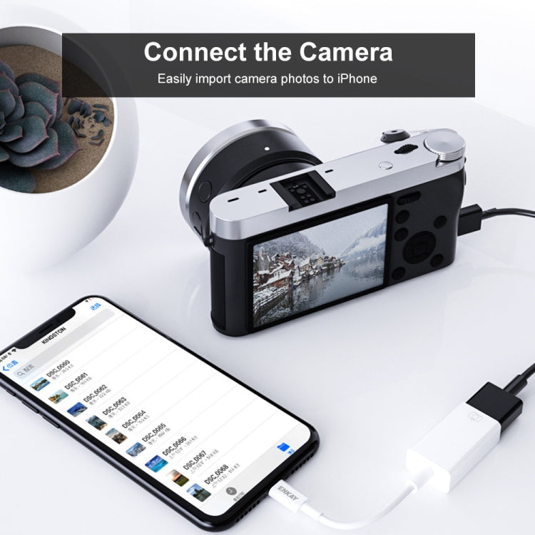 ENKAY ENK-AT108 Cable de datos adaptador OTG de 8 pines a USB 3.0 para iPhone / iPad
