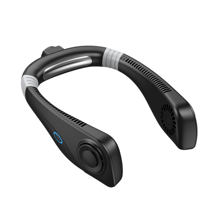 Ventilador de cuello colgante de enfriamiento sin hojas de aromaterapia Mini ventilador portátil USB, black, Blanco