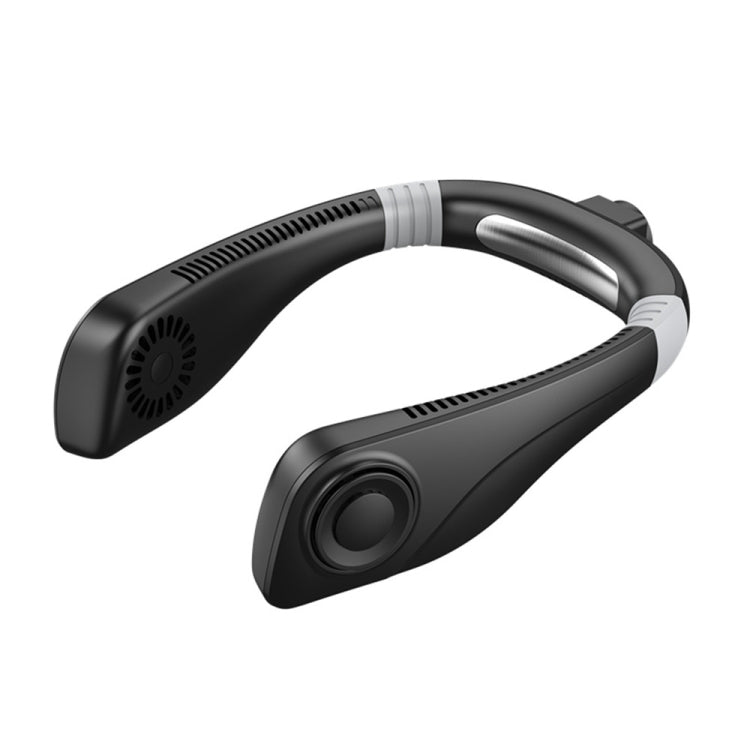 Ventilador de cuello colgante de enfriamiento sin hojas de aromaterapia Mini ventilador portátil USB, black, Blanco