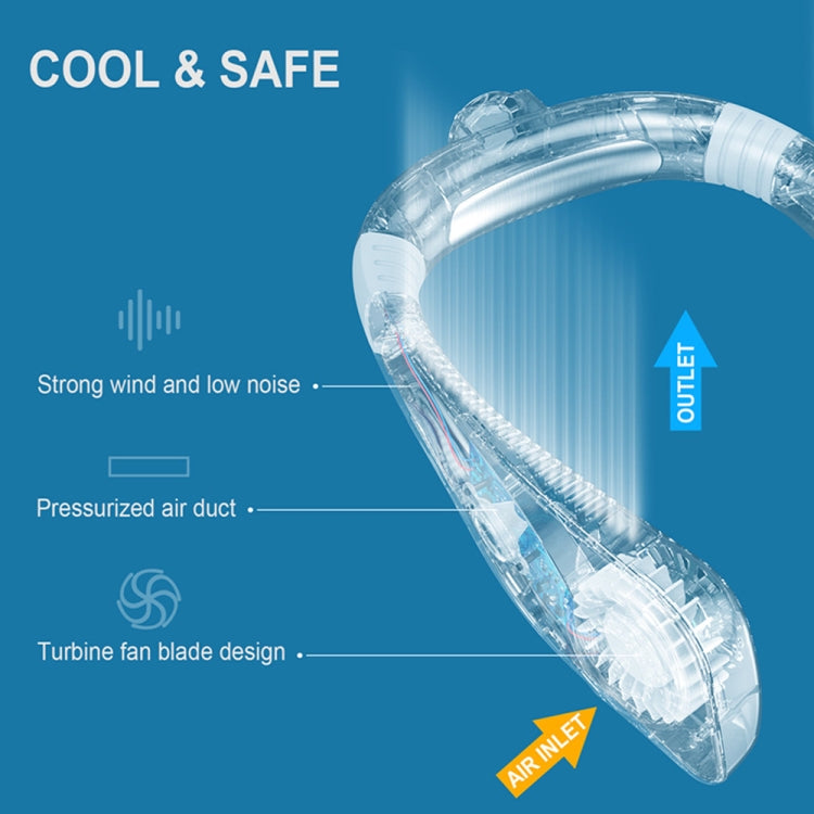 Ventilador de cuello colgante de enfriamiento sin hojas de aromaterapia Mini ventilador portátil USB, black, Blanco
