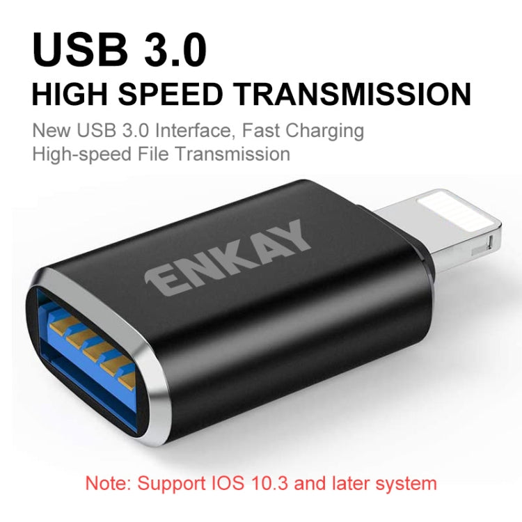ENKAY ENK-AT110 Adaptador OTG de aleación de aluminio de 8 pines macho a USB 3.0 hembra, ENK-AT110