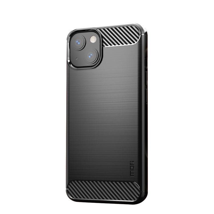Funda de TPU suave de fibra de carbono con textura cepillada de la serie Gentleness de MOFI, For iPhone 14, For iPhone 14 Pro, For iPhone 14 Plus, For iPhone 14 Pro Max
