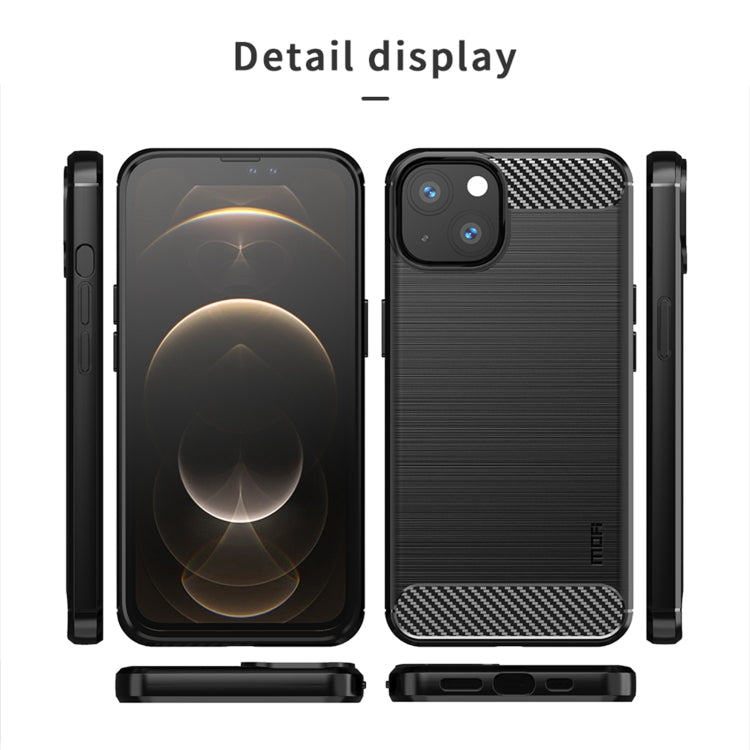 Funda de TPU suave de fibra de carbono con textura cepillada de la serie Gentleness de MOFI, For iPhone 14, For iPhone 14 Pro, For iPhone 14 Plus, For iPhone 14 Pro Max