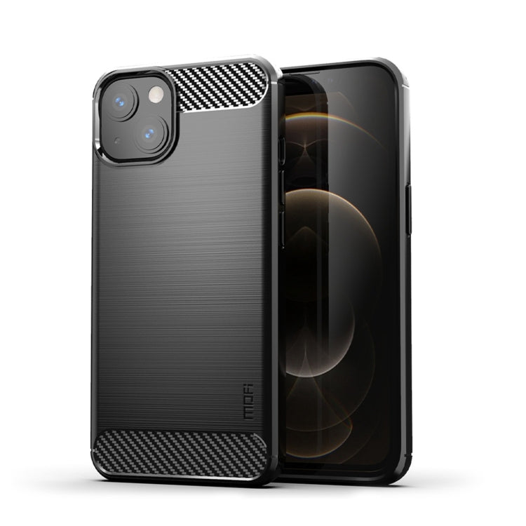 Funda de TPU suave de fibra de carbono con textura cepillada de la serie Gentleness de MOFI, For iPhone 14, For iPhone 14 Pro, For iPhone 14 Plus, For iPhone 14 Pro Max