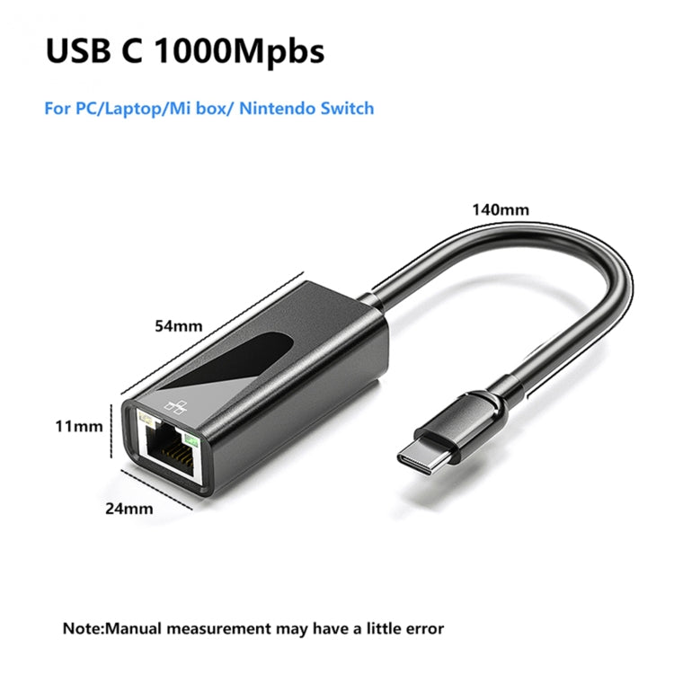 Adaptador Ethernet USB de tarjeta de red RJ45 de 1000 Mbps, USB 3.0, Type-C