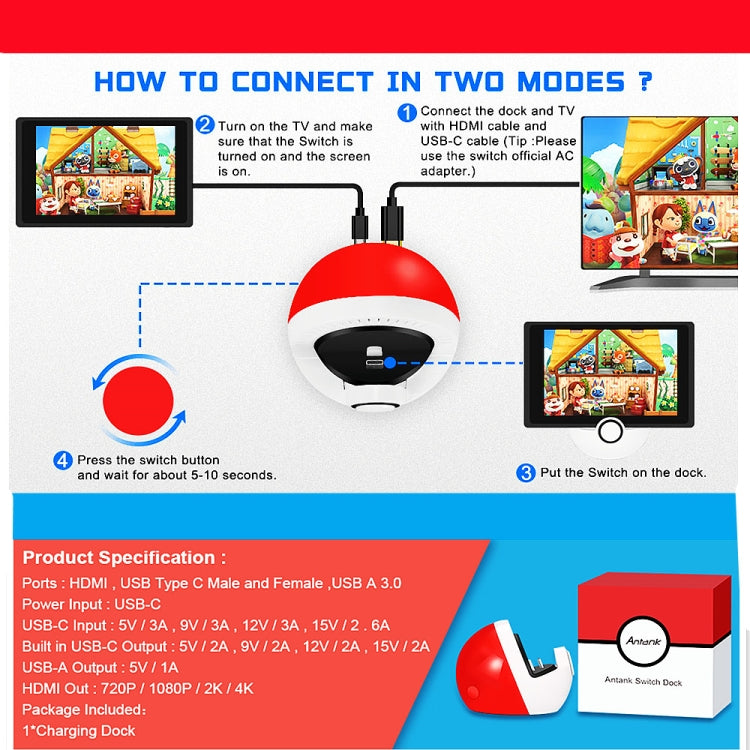 Accesorios multifuncionales de la base de carga HDMI para Nintendo Switch, Charging Base