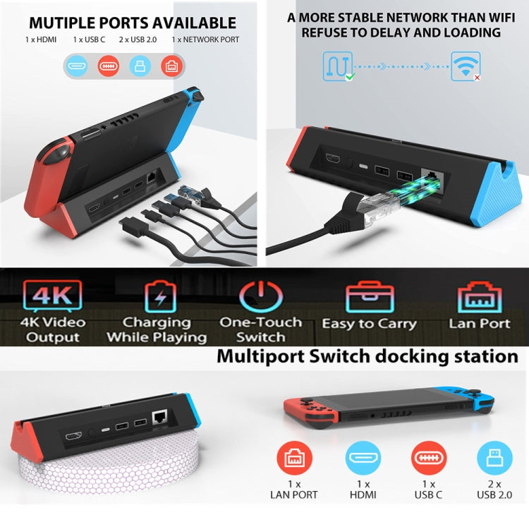 Adaptador HDMI 4K de puerto LAN de 1000 Mbs para Nintendo Switch/Switch OLED (modelo LAN), LAN Model