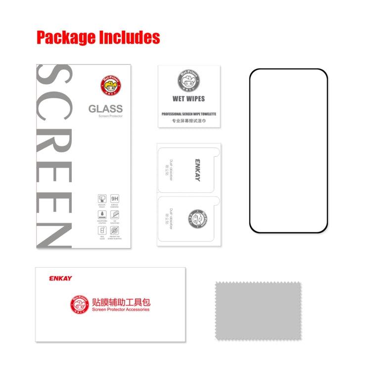 ENKAY Full Glue 0.26mm 9H 2.5D Vidrio templado Película completa para iPhone 14 Pro, For iPhone 14 Pro (1 PC), For iPhone 14 Pro (2 PCS), For iPhone 14 Pro (5 PCS), For iPhone 14 Pro (10 PCS)