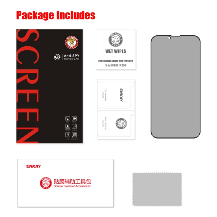 ENKAY Película de vidrio templado antimirada de 28 grados para iPhone 14, For iPhone 17e / 16e / 14 / 13 / 13 Pro (1 PC), For iPhone 17e / 16e / 14 / 13 / 13 Pro (2pcs), For iPhone 16e / 14 / 13 / 13 Pro (5pcs)
