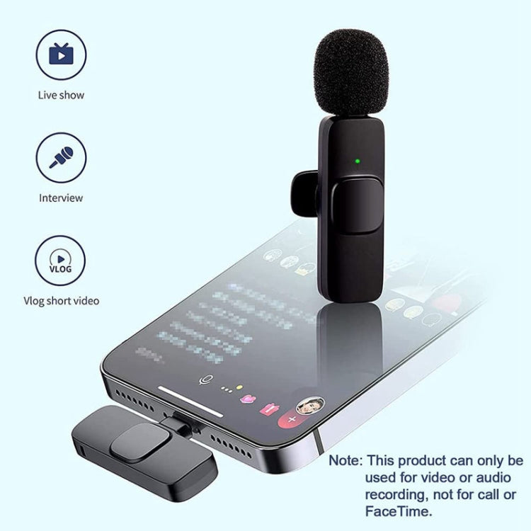 Mini micrófono en vivo con cancelación de ruido y sincronización automática con clip inalámbrico K9 y receptor de 8 pines, K9IP-1