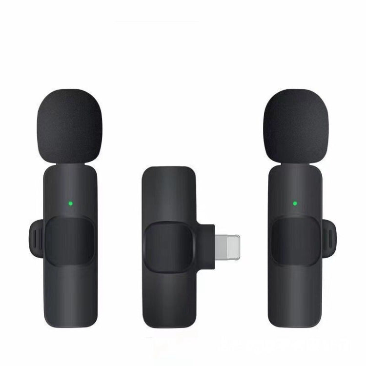 Mini micrófono en vivo con cancelación automática de ruido y clip inalámbrico K9 para dispositivo de 8 pines 2 en 1, K9IP-2