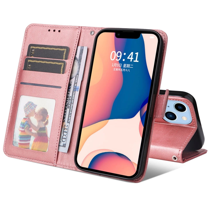 Estuche para teléfono de cuero con textura de becerro JSM para iPhone 14 Max, For iPhone 14 Plus