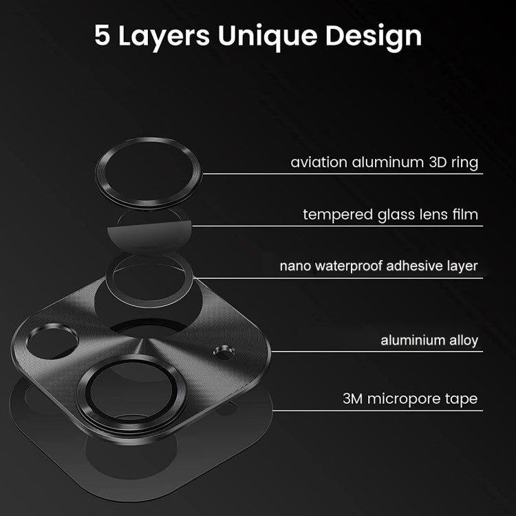 Película de cubierta de lente de vidrio templado de aleación de aluminio ENKAY para iPhone 14/14 Max, For iPhone 14 / 14 Plus