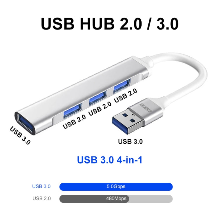 ENKAY Hat-Prince ENK-AT114 4 puertos USB 3.0 Splitter Multi-Ports Expansion HUB Extender Connector Adapter, USB 3.0, Type-C