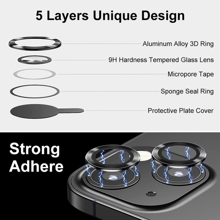 Película de vidrio templado de aleación de aluminio de lente trasera ENKAY 9H para iPhone 14/14 Max, For iPhone 14 / 14 Plus