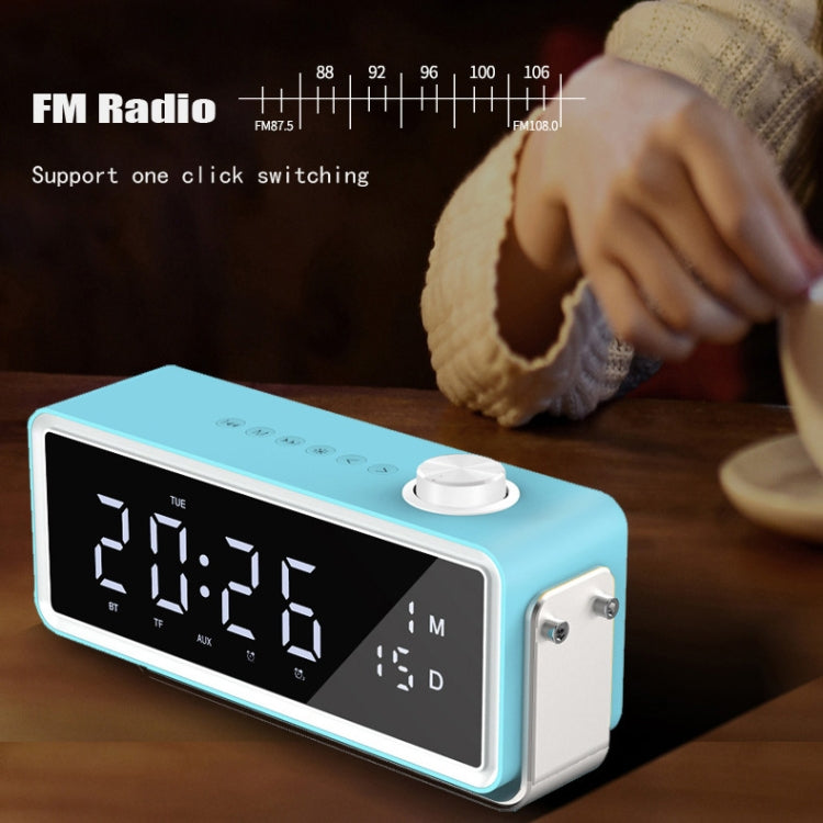 AEC K5 Espejo Despertador Altavoces Bluetooth con luz LED Soporte TF / FM