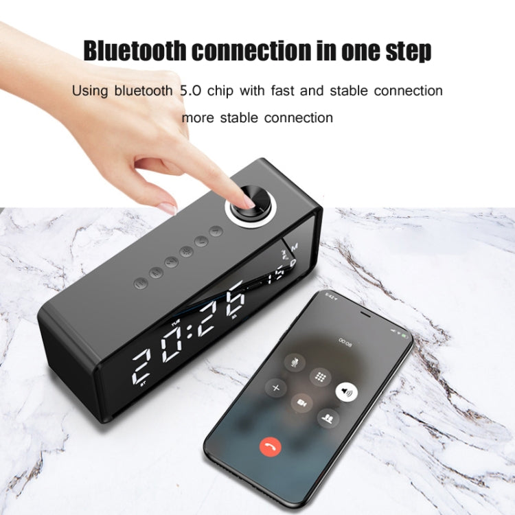 AEC K5 Espejo Despertador Altavoces Bluetooth con luz LED Soporte TF / FM