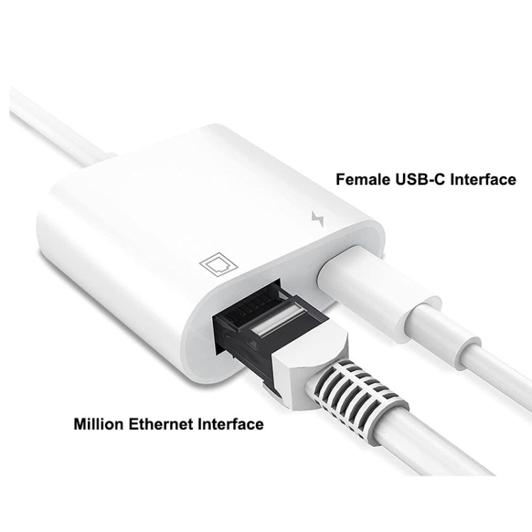 ENKAY Hat-Prince 2 en 1 Red LAN Ethernet RJ45, Type-C, 8 Pin