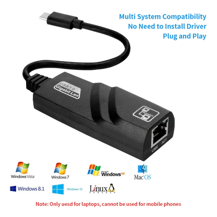 Cable de red adaptador Ethernet JSM 10/100 Mbps USB-C / Type-C a RJ45, JSM 10 / 100 Mbps USB 3.1