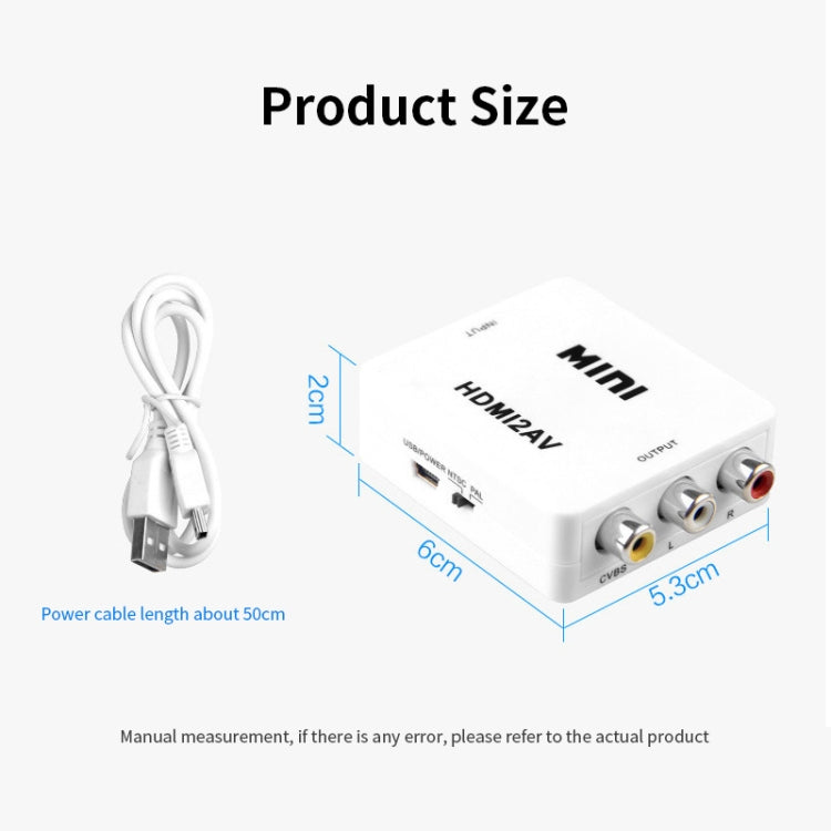 Adaptador convertidor de vídeo JSM Mini tamaño HD 1080P HDMI a AV/CVBS, HDMI to AV / CVBS