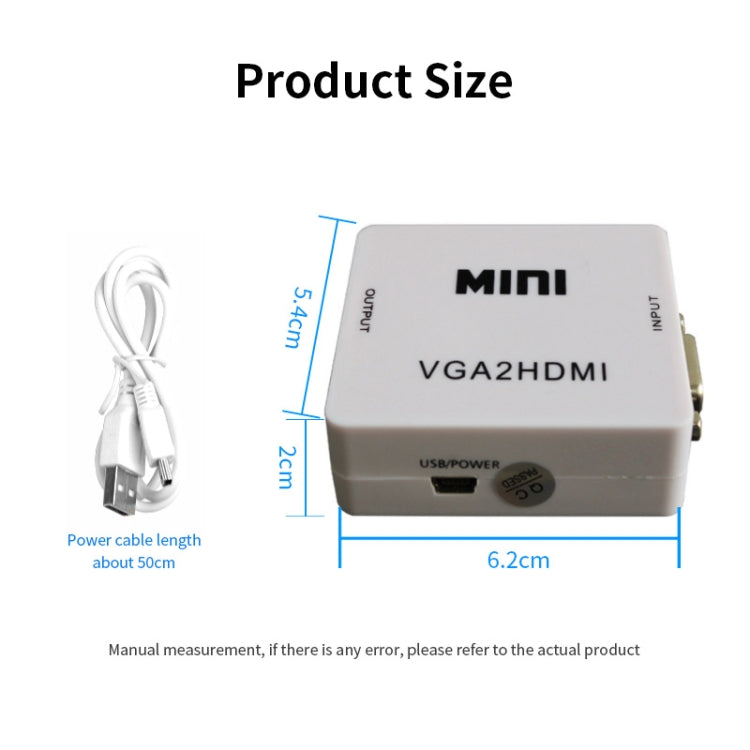JSM Mini tamaño HD 1080P VGA a HDMI Scaler Box Audio Video Adaptador convertidor digital, VGA to HDMI