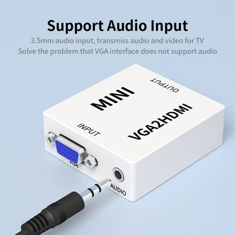 JSM Mini tamaño HD 1080P VGA a HDMI Scaler Box Audio Video Adaptador convertidor digital, VGA to HDMI