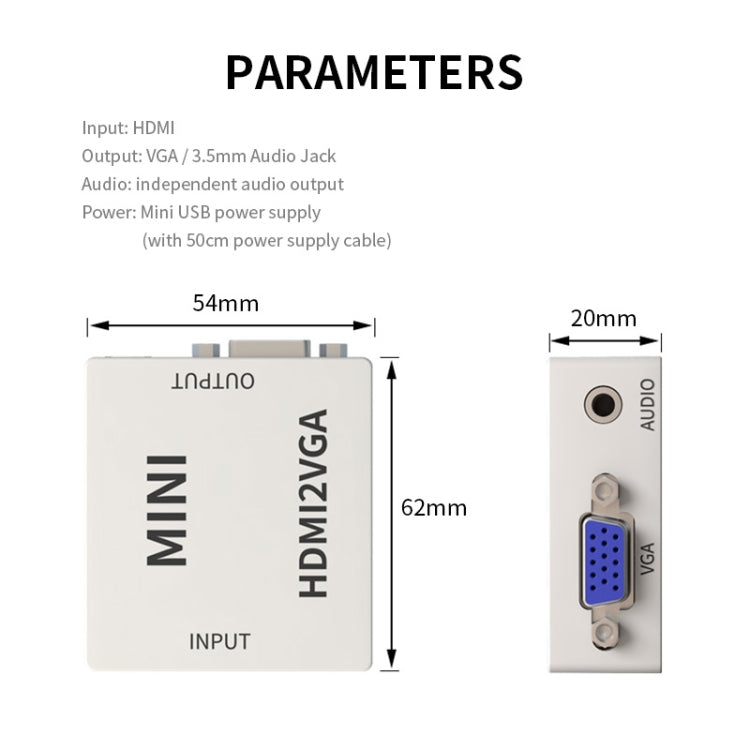 JSM Mini tamaño HD 1080P HDMI a VGA Audio Video Adaptador convertidor digital, HDMI to VGA