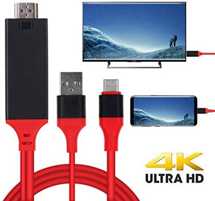 Cable convertidor digital de video USB 3.1 tipo C a HDMI MHL 4K HD para teléfono Android para monitor de proyector de TV