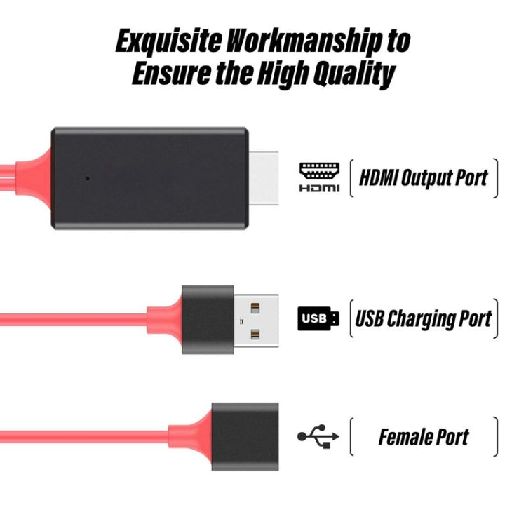 Adaptador de cables HDMI 1080P Cable USB a HDTV, Dongle USB macho + USB hembra a HDMI macho 1080P HDTV Cable de espejo para teléfono/pad y más uso compartido de vapor