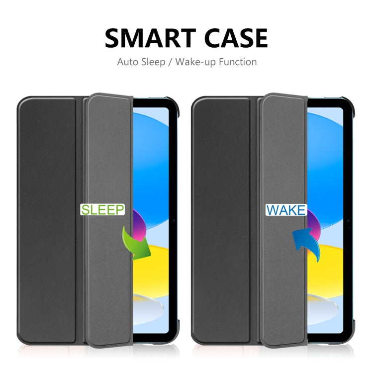 Para iPad 10.2 2022 ENKAY Tri-fold Custer Texture Funda de cuero con soporte inteligente, For iPad 10th Gen 10.9 2022