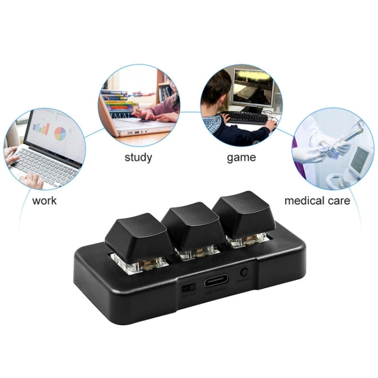 MK321BT Bluetooth 5.1 3 teclas Teclas personalizadas Juego Office PS Clip Teclado de programación macro