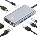 JUNSUNMAY 7 en 1 Tipo-C a 4K HDMI / VGA / Ethernet Adaptador de estación de acoplamiento Hub USB-C, JSM-HUB001