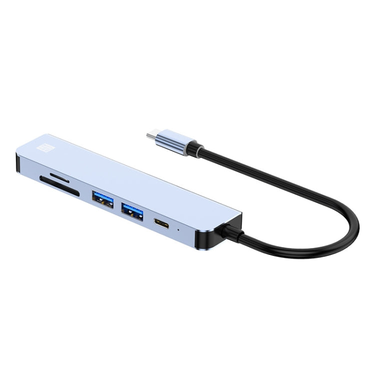 JUNSUNMAY 6 en 1 Tipo-C a 4K HDMI Adaptador de estación de acoplamiento USB-C PD Hub de carga rápida Lector de tarjetas SD/TF, JSM-HUB005