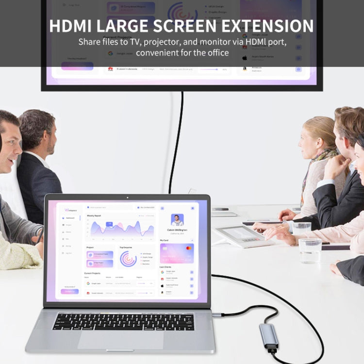 JUNSUNMAY 6 en 1 Tipo-C a 4K HDMI Adaptador de estación de acoplamiento USB-C PD Hub de carga rápida Lector de tarjetas SD/TF, JSM-HUB005