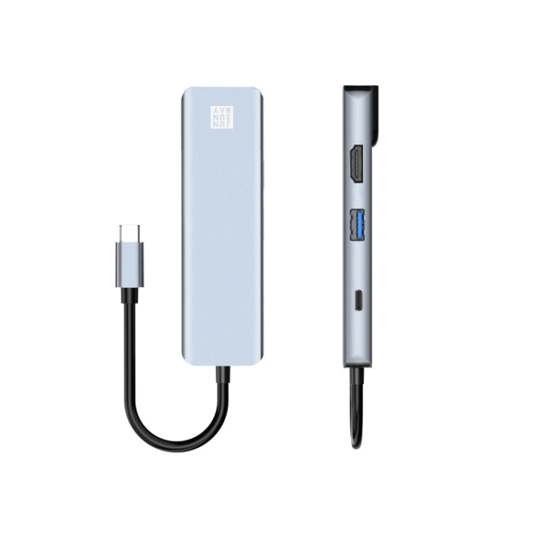 JUNSUNMAY Adaptador de estación de acoplamiento 6 en 1 tipo C a 4K HDMI / Ethernet PD Hub de carga rápida Lector de tarjetas SD/TF