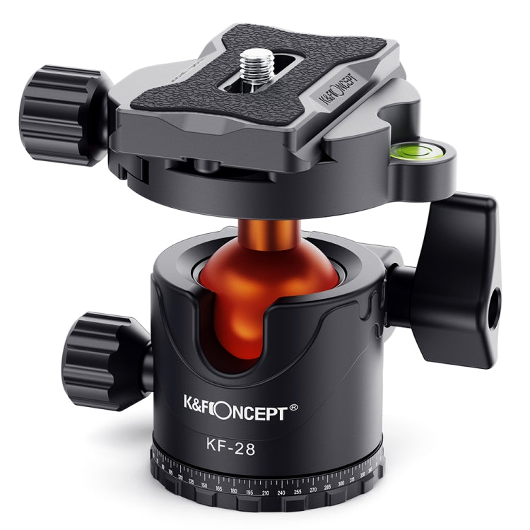 K&F CONCEPT KF31.023V3 Rótula de bola de trípode de metal panorámica giratoria de 360 grados con placa de liberación rápida de 1/4 de pulgada, KF31.023V3