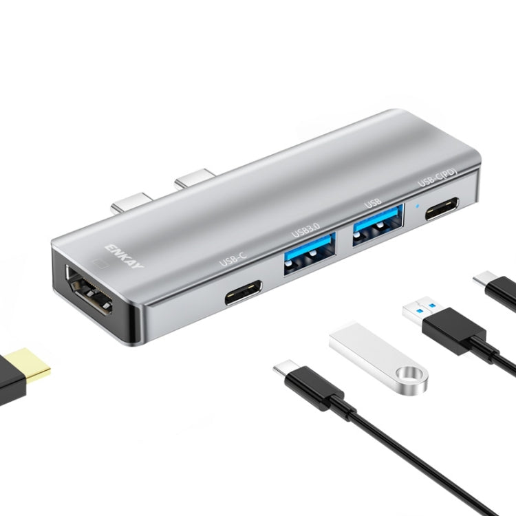 ENKAY Hat-Prince 5 en 2 Hub Type-C a 4K HDMI / USB 3.0 Adaptador de estación de acoplamiento para MacBook
