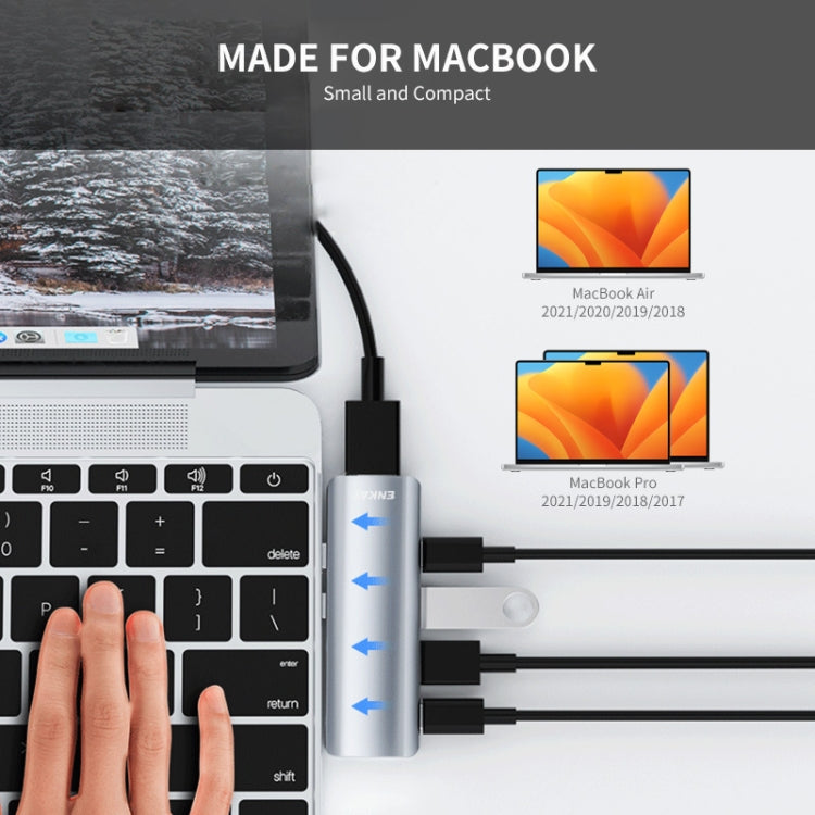 ENKAY Hat-Prince 5 en 2 Hub Type-C a 4K HDMI / USB 3.0 Adaptador de estación de acoplamiento para MacBook