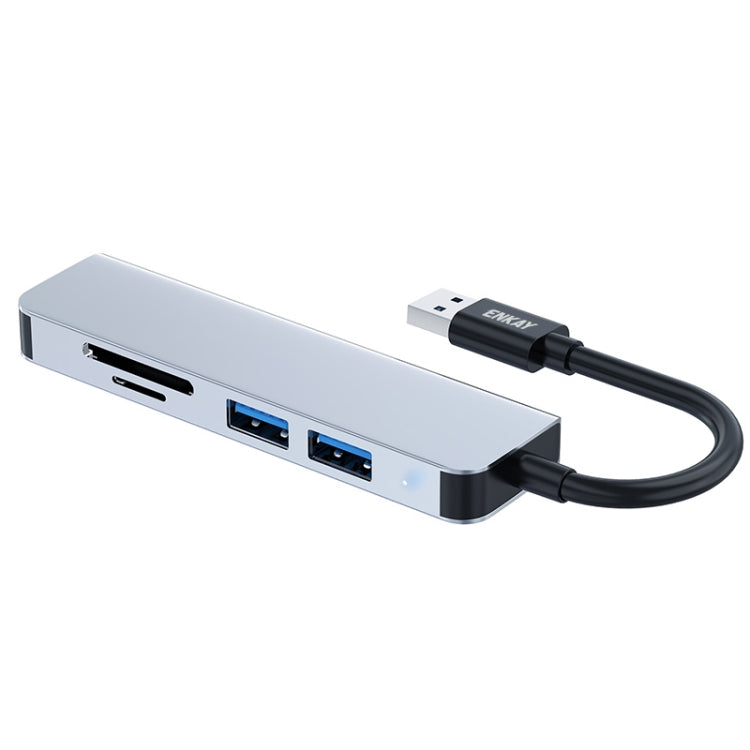ENKAY Hat-Prince 5 en 1 Adaptador de estación de acoplamiento HUB Lector de tarjetas SD / TF, USB 3.0, Type-C