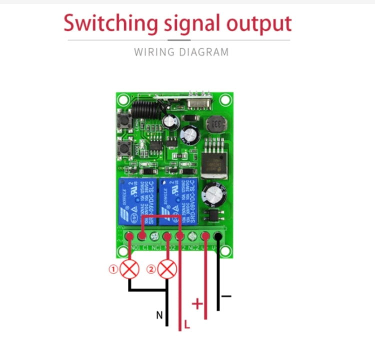 Conjunto de receptor de relé de Control remoto inalámbrico RF para puerta eléctrica Universal 24V DC 12V 48V