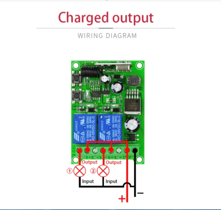 Conjunto de receptor de relé de Control remoto inalámbrico RF para puerta eléctrica Universal 24V DC 12V 48V