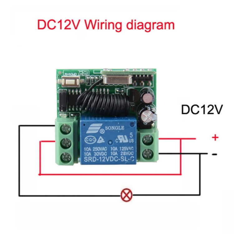 12V 10A RF interruptor de control remoto inalámbrico 1CH receptor de relé