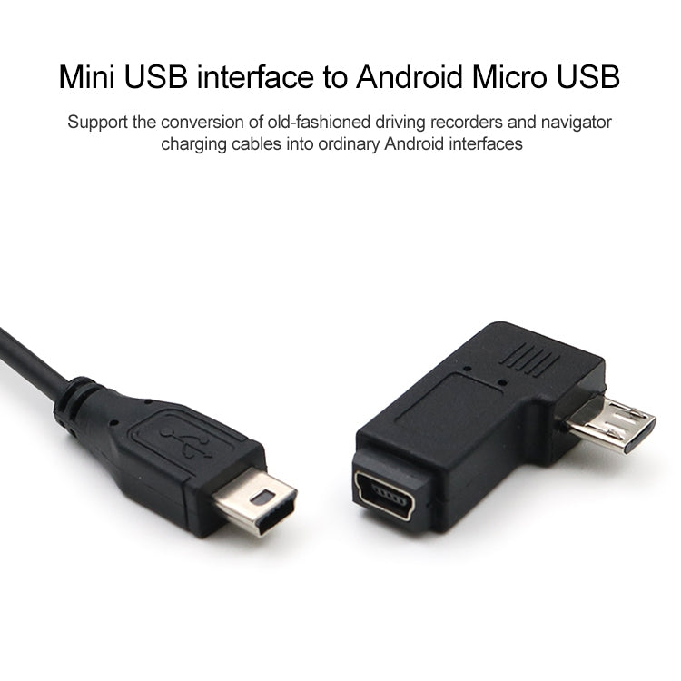 Adaptador Mini USB Hembra a Micro USB Macho de 90 Grados