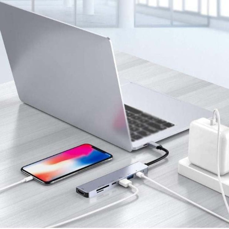 Adaptador multipuerto in-1 USB C del eje 7 del USB C con paladio de HDMI 100W y lector de tarjetas SD/TF