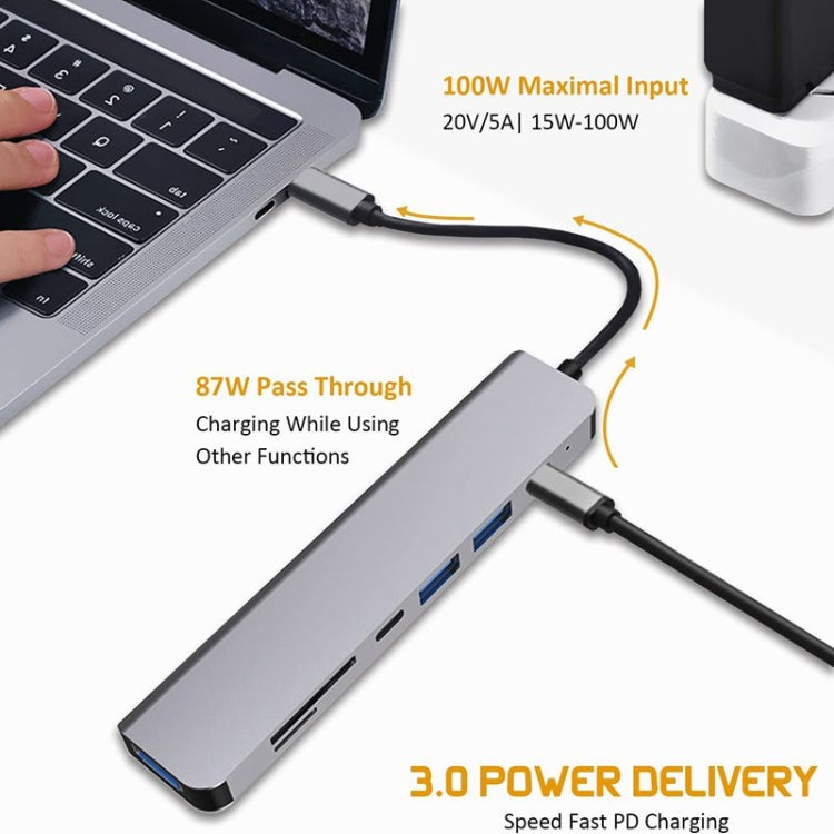 Adaptador multipuerto in-1 USB C del eje 7 del USB C con paladio de HDMI 100W y lector de tarjetas SD/TF