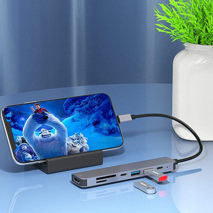 Adaptador multipuerto in-1 USB C del eje 7 del USB C con paladio de HDMI 100W y lector de tarjetas SD/TF